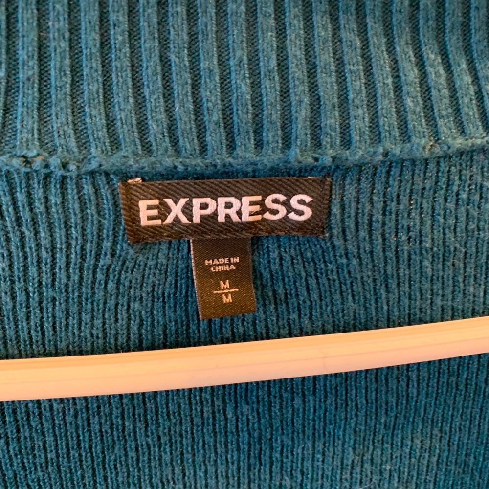 Express teal sweater v neck